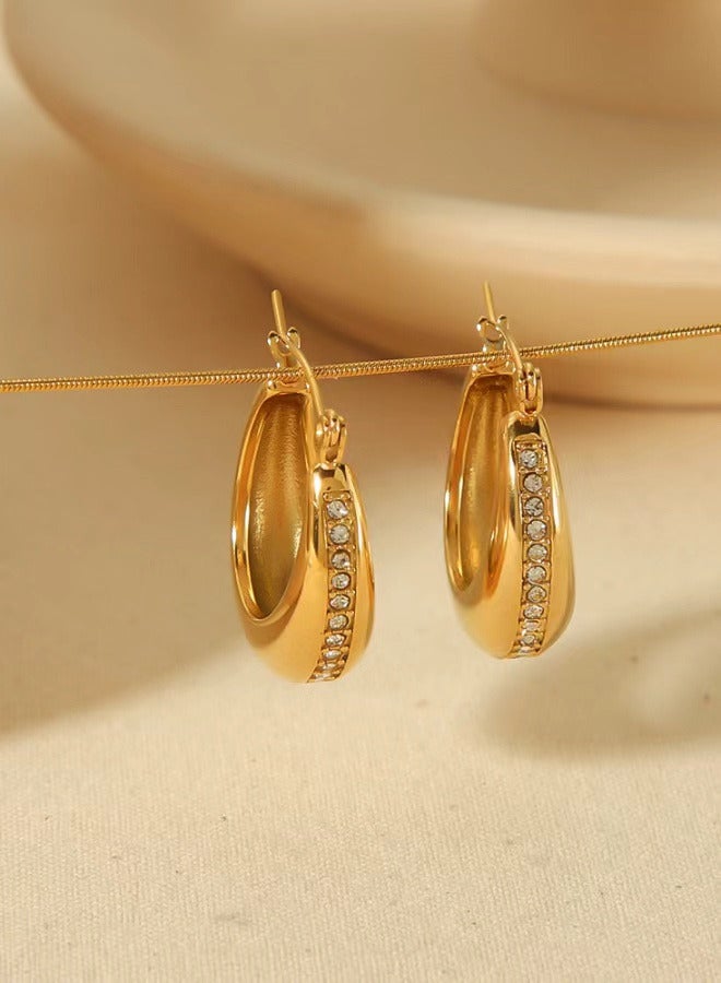 خمر فاخر 18K مطلية بالذهب أقراط هندسية - أزياء أنيقة بيان - Image 5